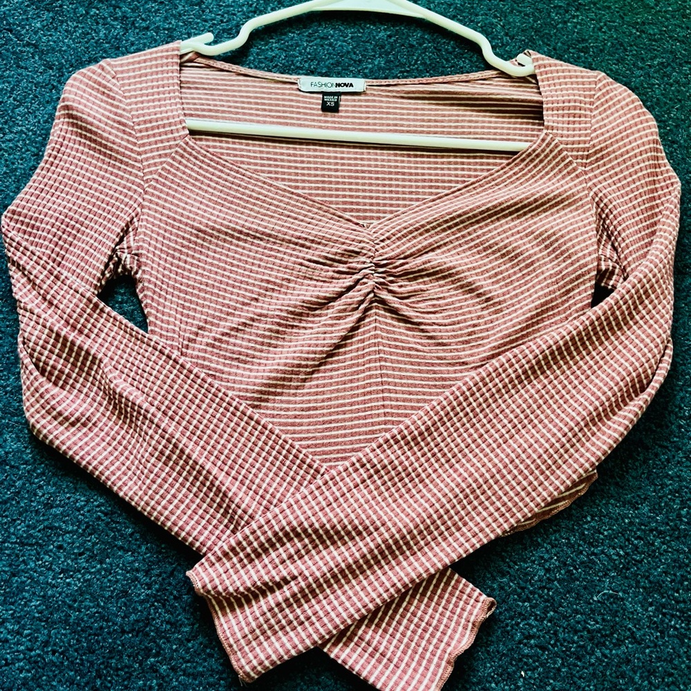 Pink and white crop top